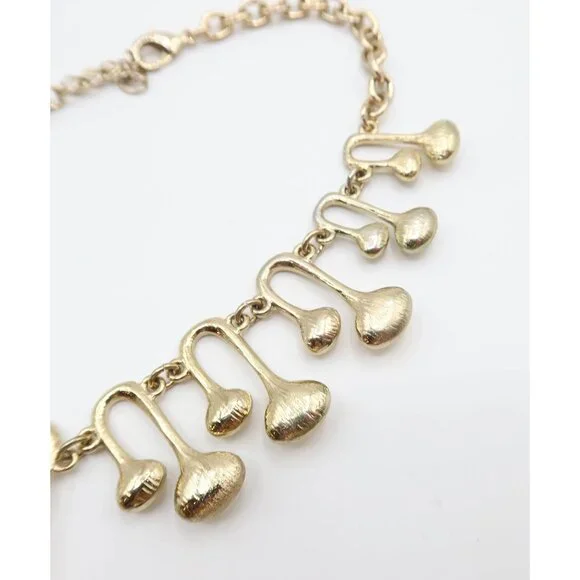 ANN TAYLOR Retro MCM Atomic Style Gold Tone Resin Cabochon Necklace Funky Mod - Picture 10 of 10